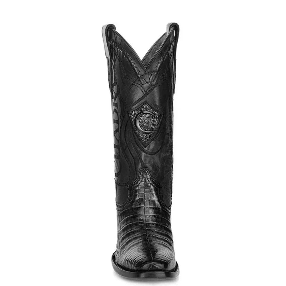 Cuadra Mens Fuscus Caiman Belly Black Embroidery Boots 3C1NFY