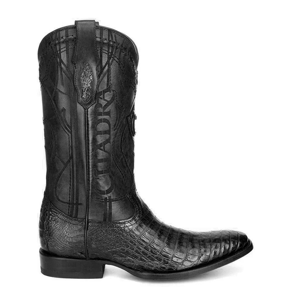 Cuadra Mens Fuscus Caiman Belly Black Embroidery Boots 3C1NFY
