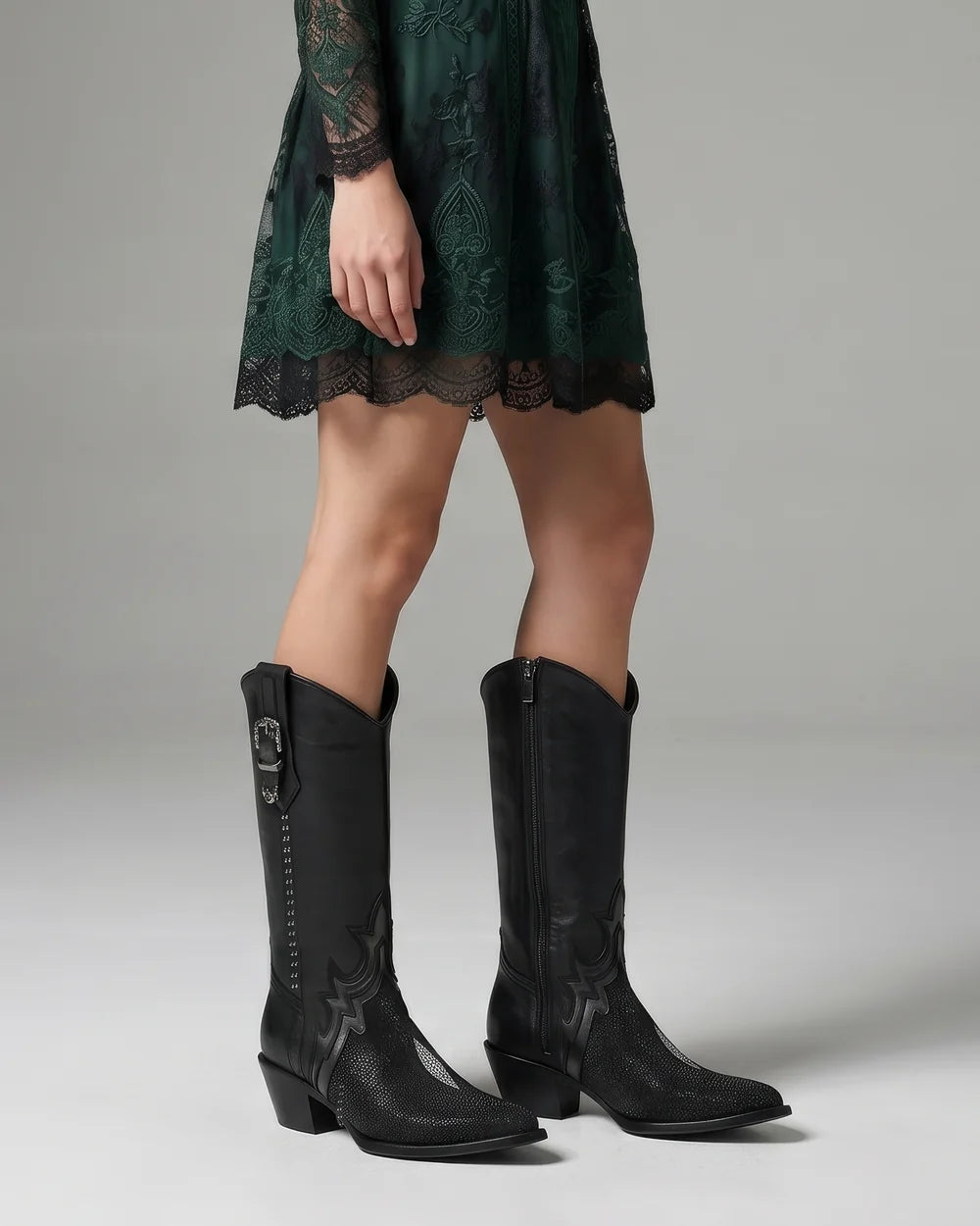Cuadra Women's Genuine Stingray Black Luxury Western Boots