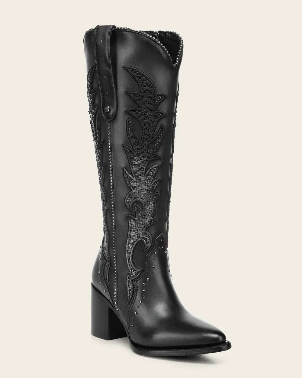 Cuadra Women's Black Genuine Bovine Leather Tall Western Boots