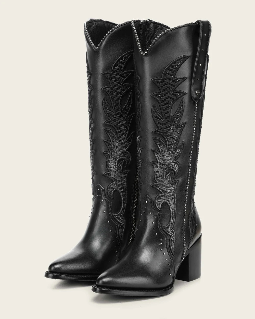 Cuadra Women's Black Genuine Bovine Leather Tall Western Boots