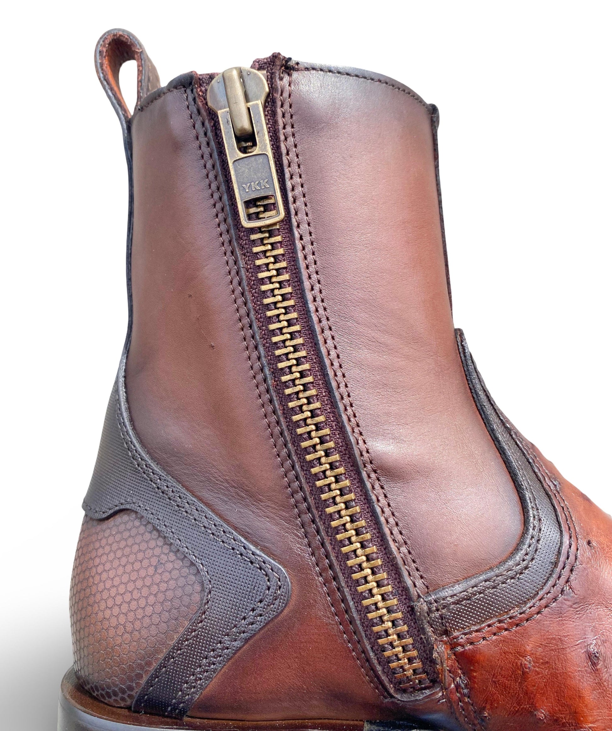 Cuadra Mens Coffee Genuine Ostrich Chelsea Boots CU888