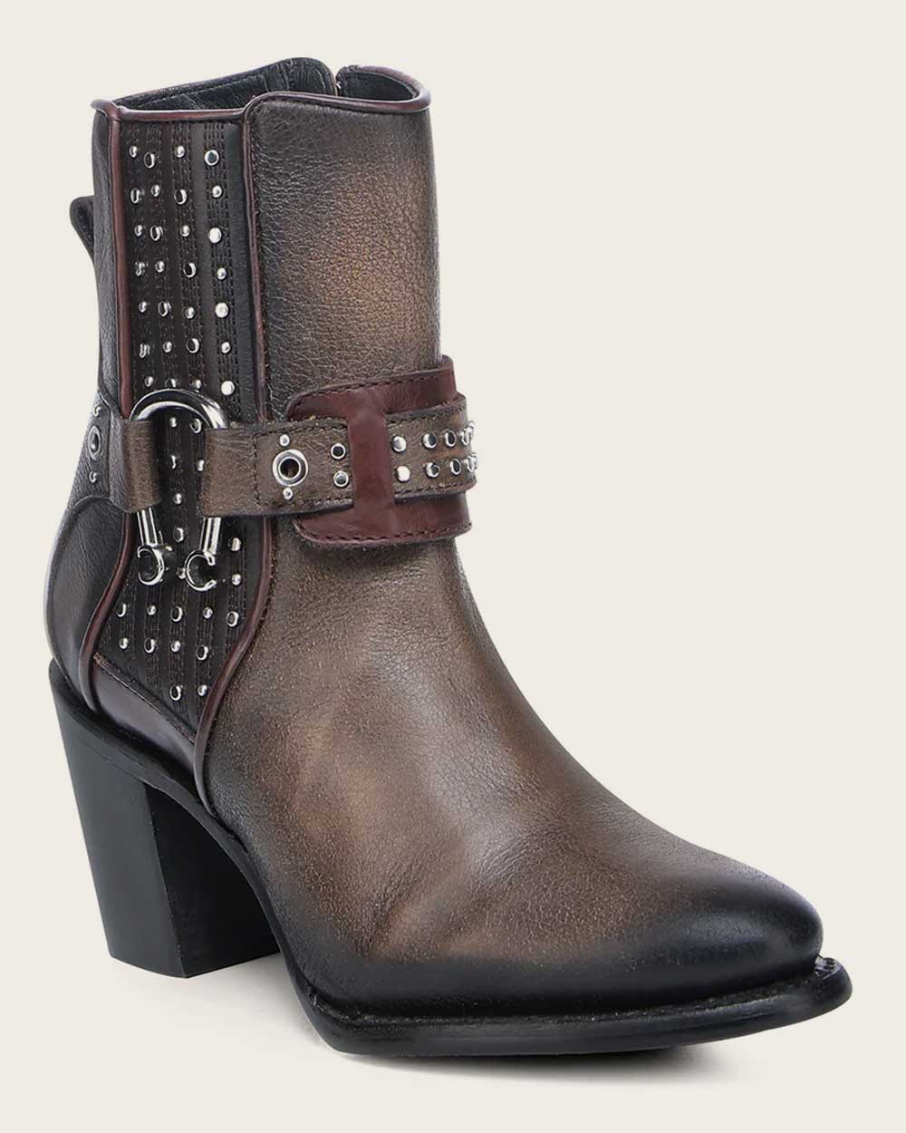 Cuadra | Wmns Botin de Res Evolution Miel Honey Black Zipper Harness Stud 4V19RS