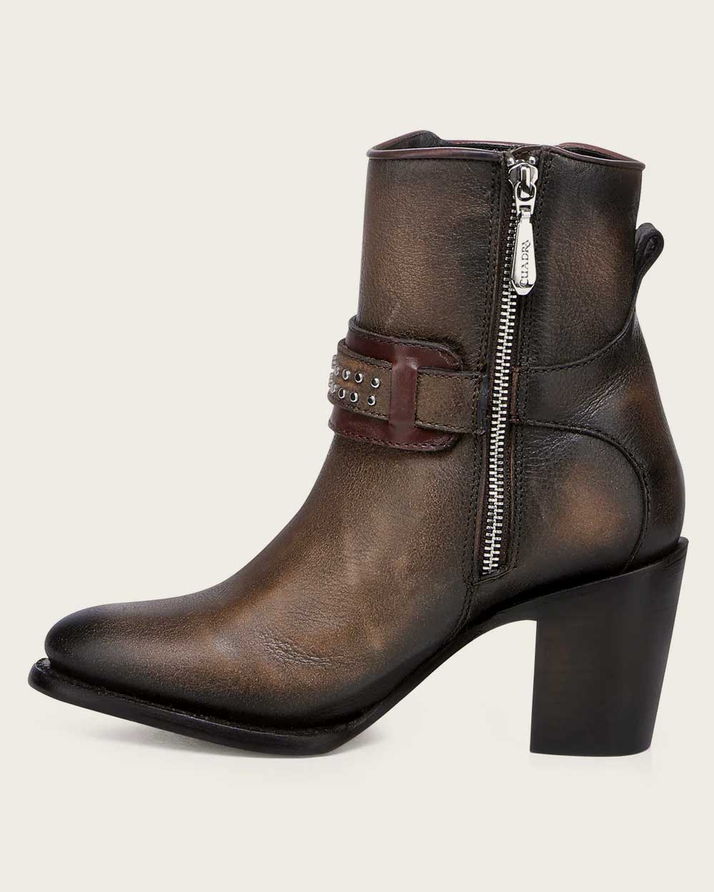 Cuadra | Wmns Botin de Res Evolution Miel Honey Black Zipper Harness Stud 4V19RS