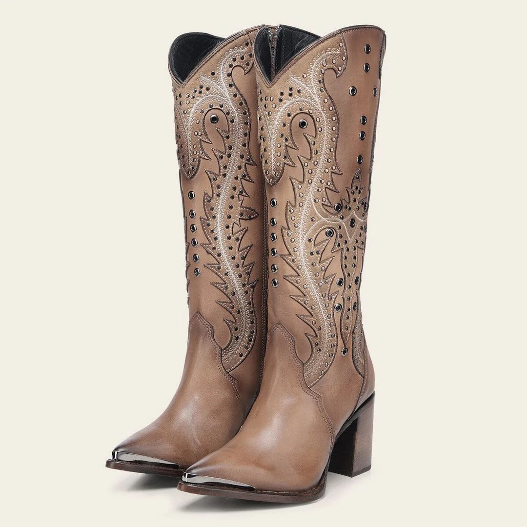 Cuadra Women's Light Brown Tall Bovine Leather Boots 4109RS