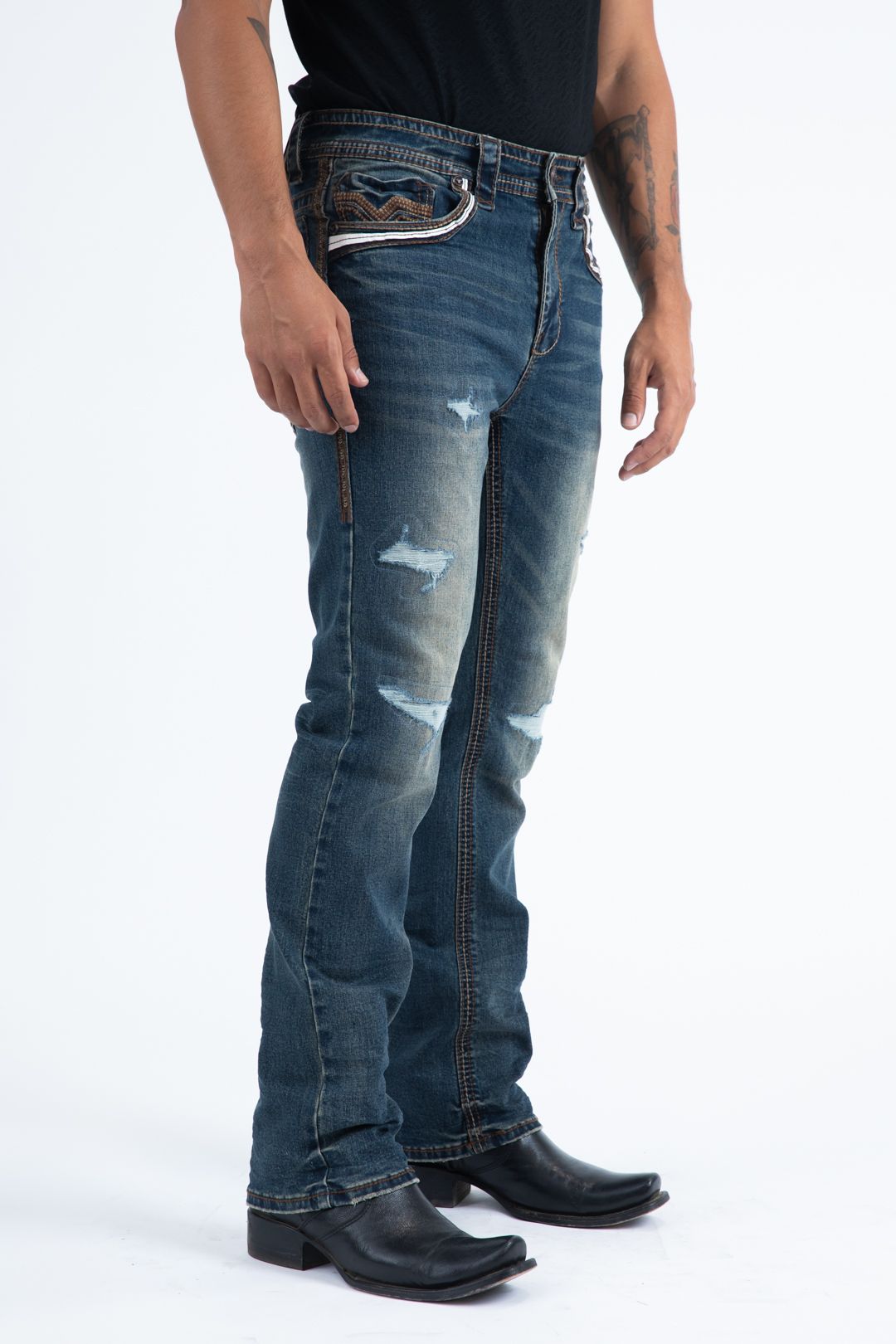Mens Slim Boot Cut Triple Stitch Signature Pocket Denim Pants