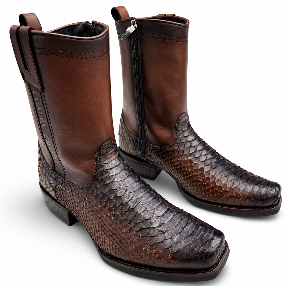 Cuadra Mens Iran Coffee Honey Genuine Python Back Boots 1J4KPH