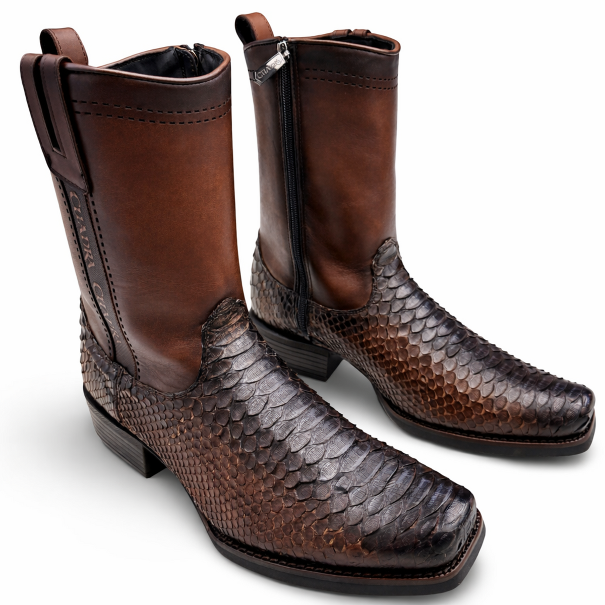 Cuadra Mens Iran Coffee Honey Genuine Python Back Boots 1J4KPH