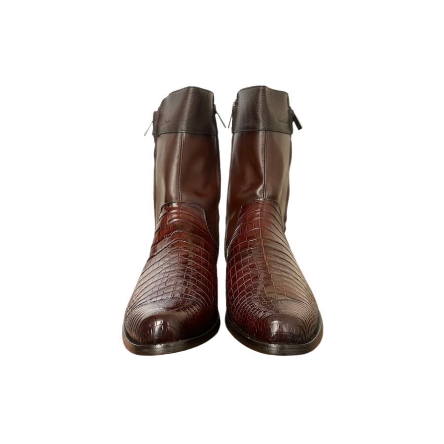 Franco Cuadra Mens Brown Crocodile Cowhide Ankle Boot 802NPBS