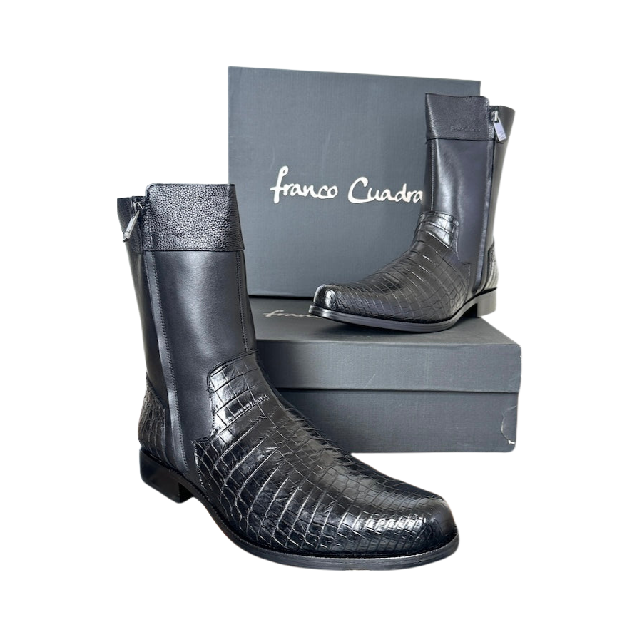 Franco Cuadra Mens Black Crocodile Cowhide Ankle Boot 802NPTS