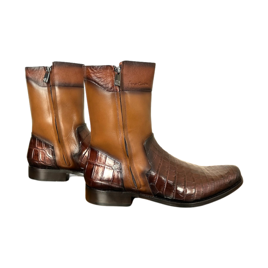 Franco Cuadra Mens Brown Crocodile Cowhide Ankle Boot 802NPTS