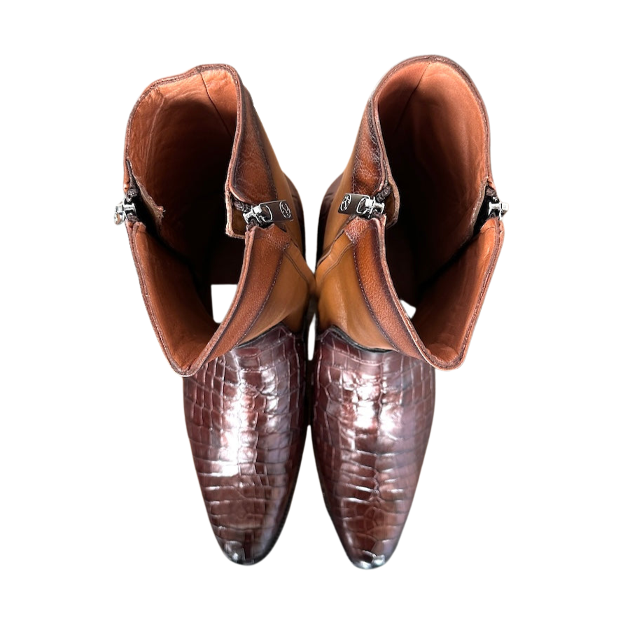 Franco Cuadra Mens Brown Crocodile Cowhide Ankle Boot 802NPTS