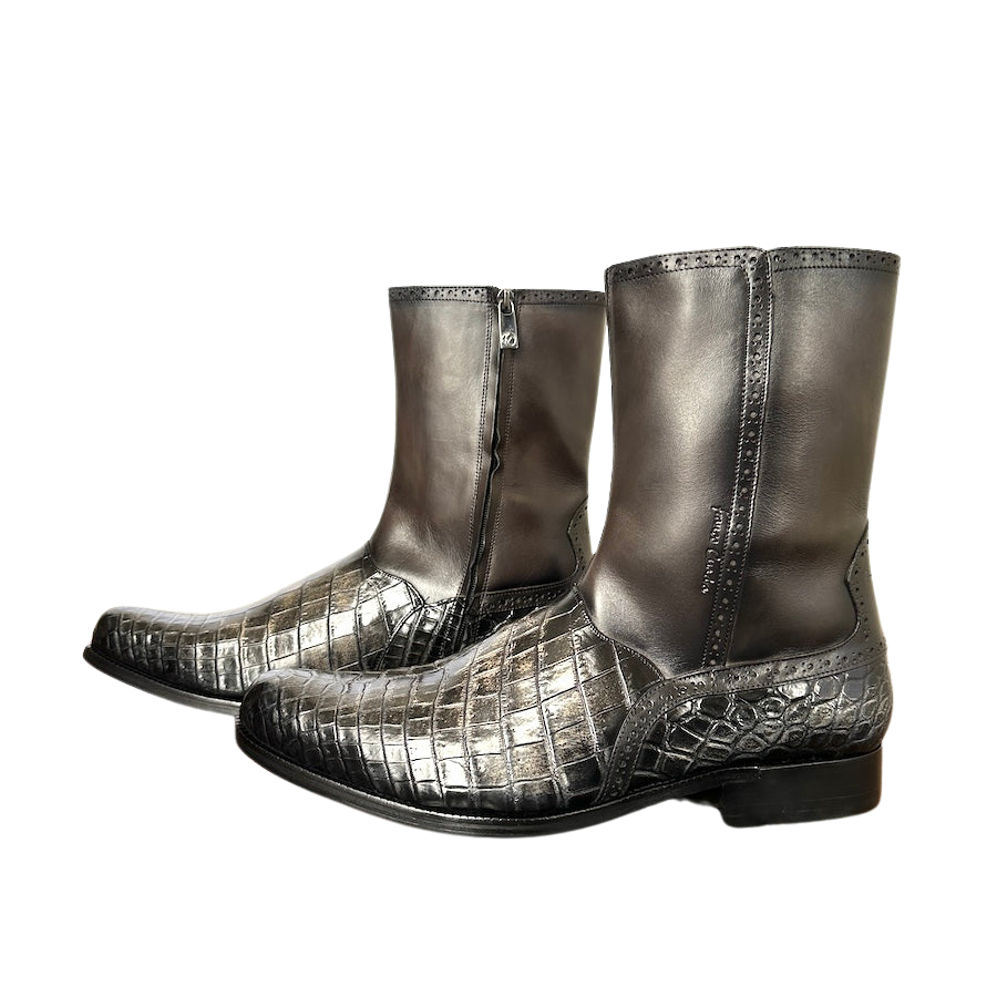 Franco Cuadra Mens Crocodile Cowhide Ankle Boot 827NPTV