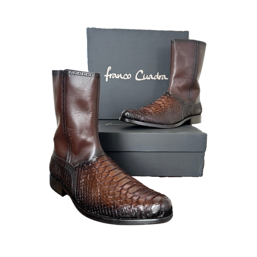 Franco Cuadra Mens Brown Python Cowhide Ankle Boot 827PBTE