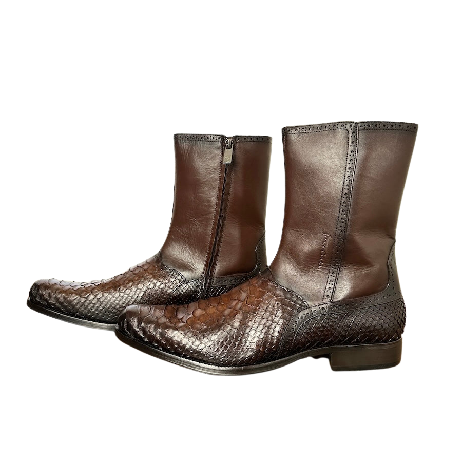 Franco Cuadra Mens Brown Python Cowhide Ankle Boot 827PBTE