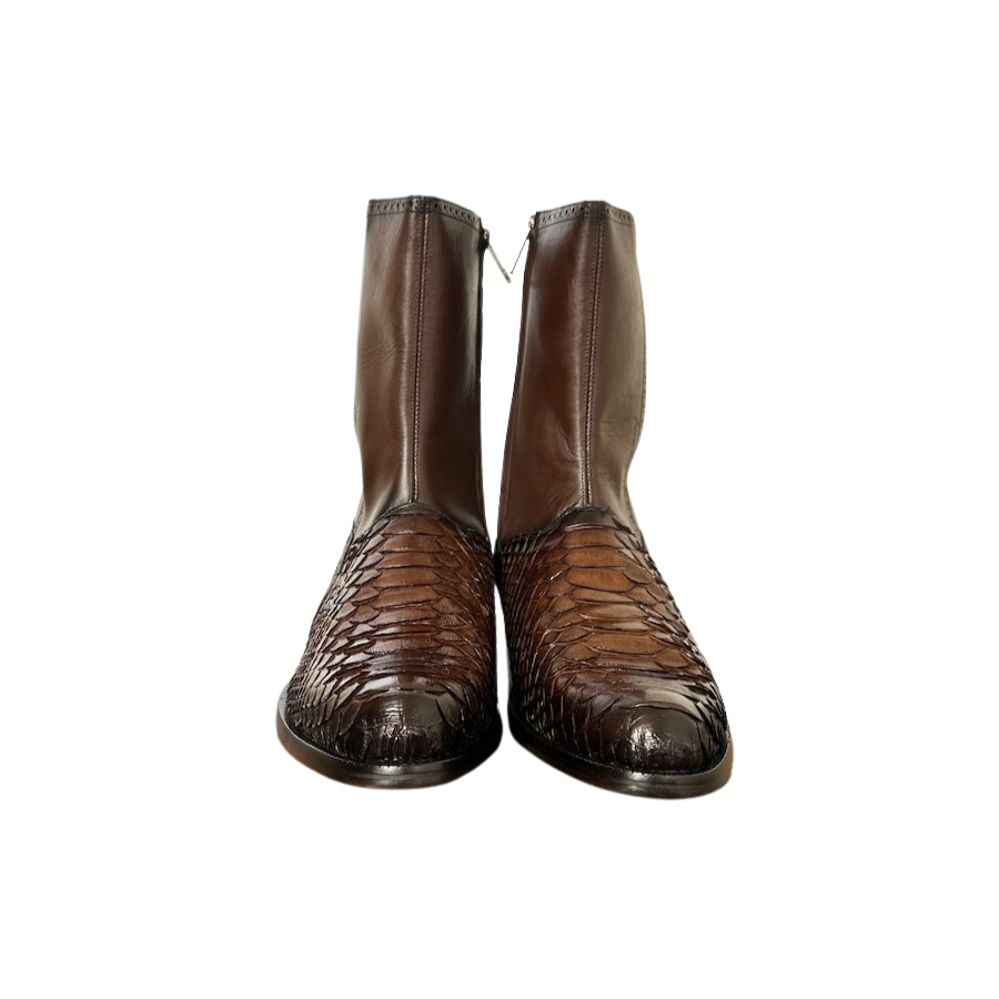 Franco Cuadra Mens Brown Python Cowhide Ankle Boot 827PBTE