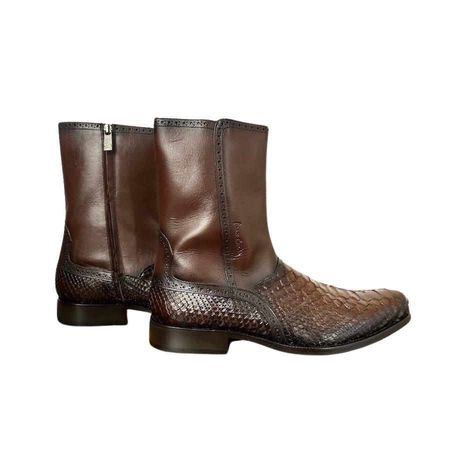 Franco Cuadra Mens Brown Python Cowhide Ankle Boot 827PBTE