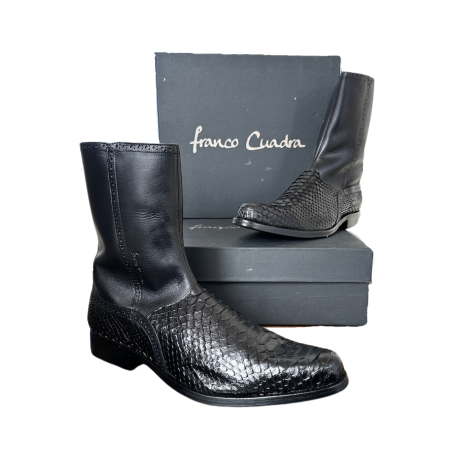 Franco Cuadra Mens Black Python Cowhide Ankle Boot 827PBTS