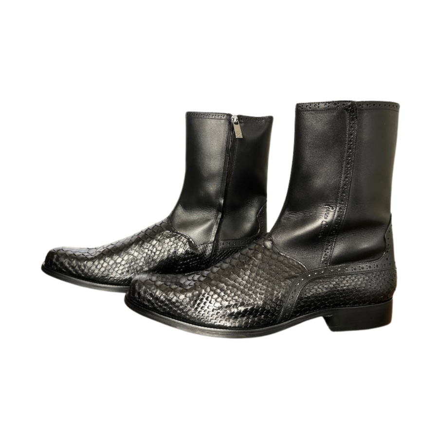 Franco Cuadra Mens Black Python Cowhide Ankle Boot 827PBTS