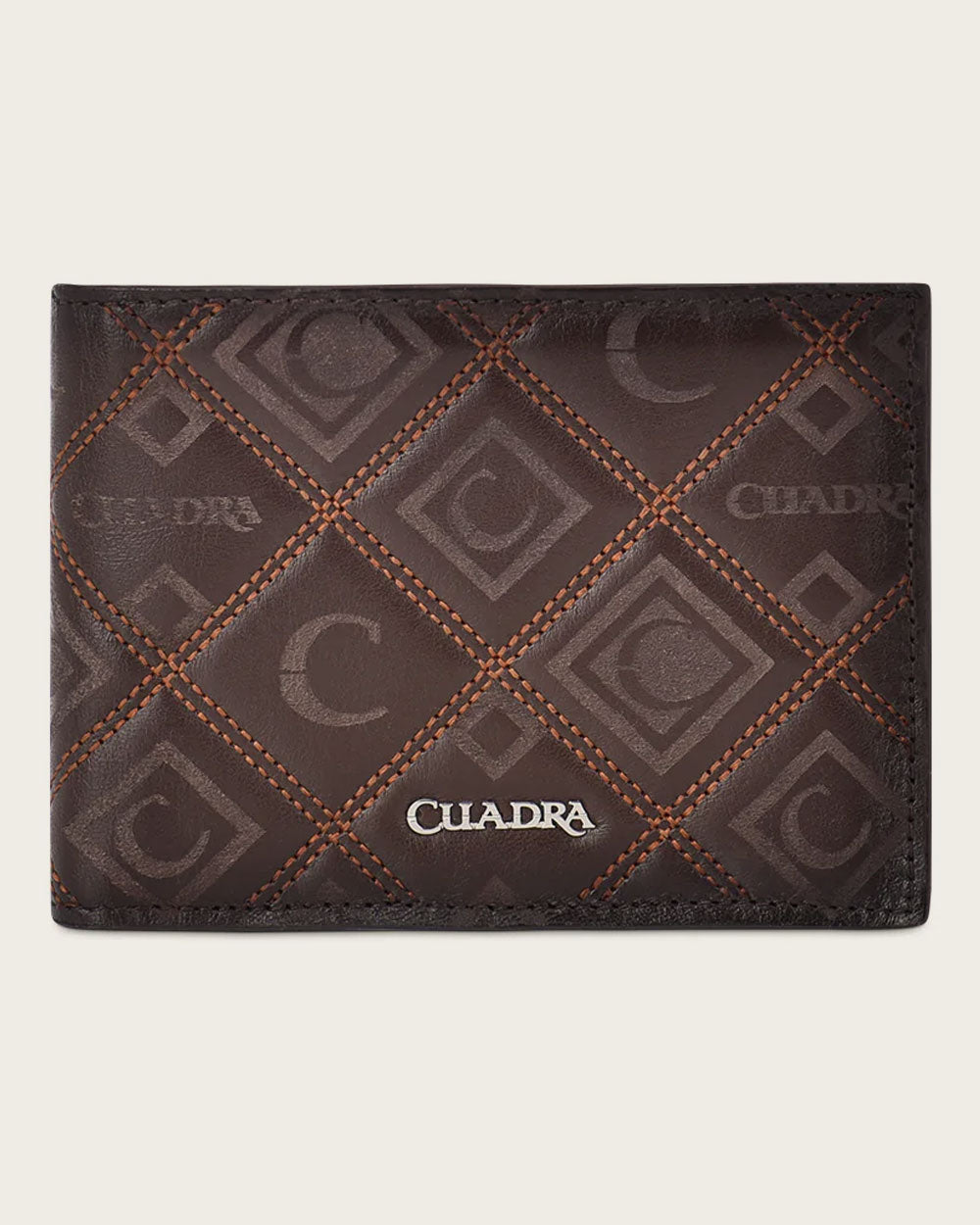 Cuadra Brown Genuine Bovine Leather Engraved Bifold Wallet with Detachable Card Holder - B3018RS/DU464