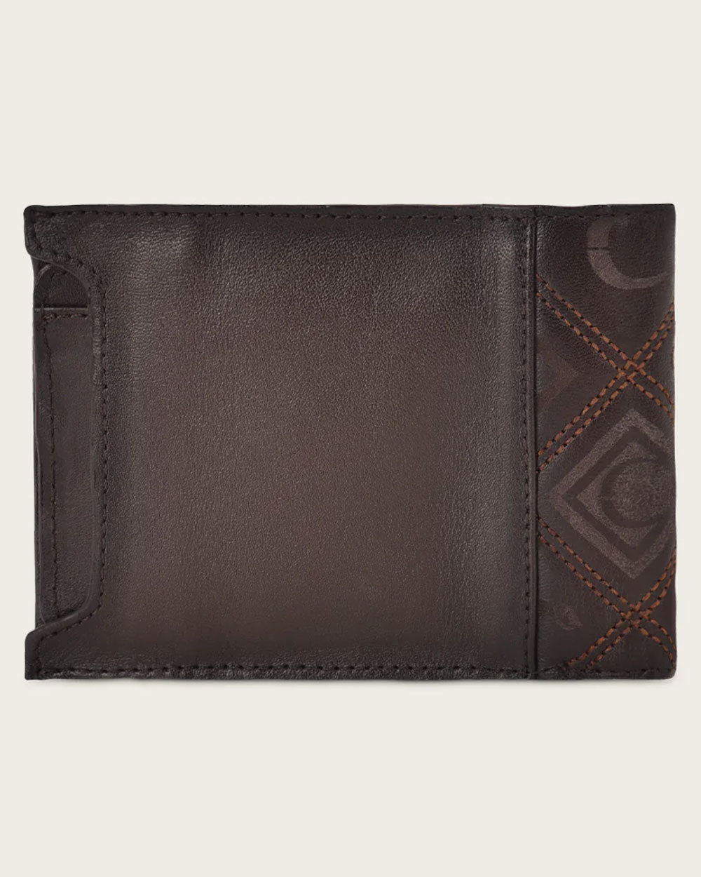 Cuadra Brown Genuine Bovine Leather Engraved Bifold Wallet with Detachable Card Holder - B3018RS/DU464
