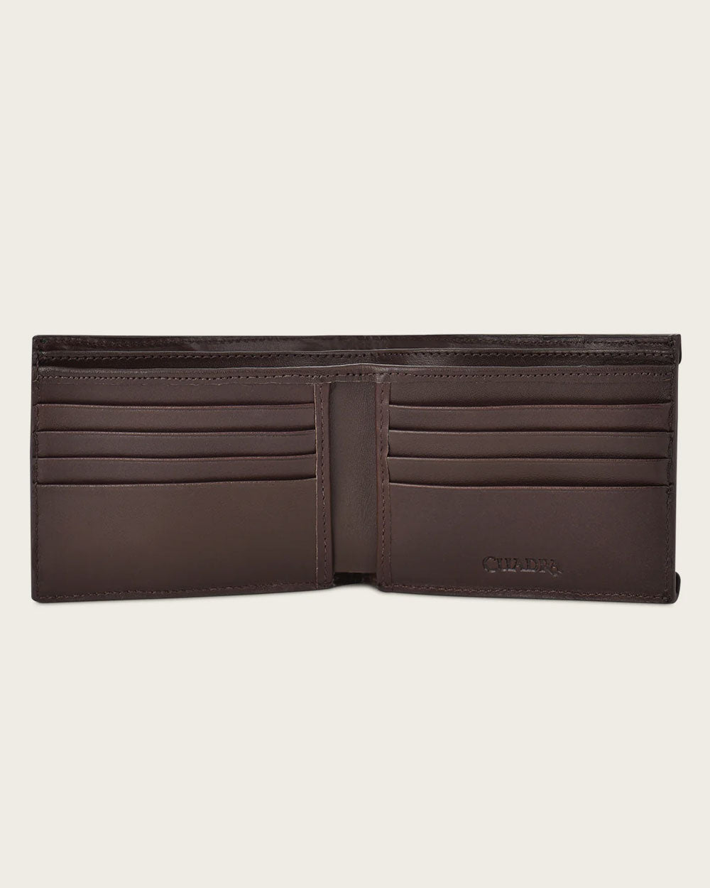 Cuadra Brown Genuine Bovine Leather Engraved Bifold Wallet with Detachable Card Holder - B3018RS/DU464