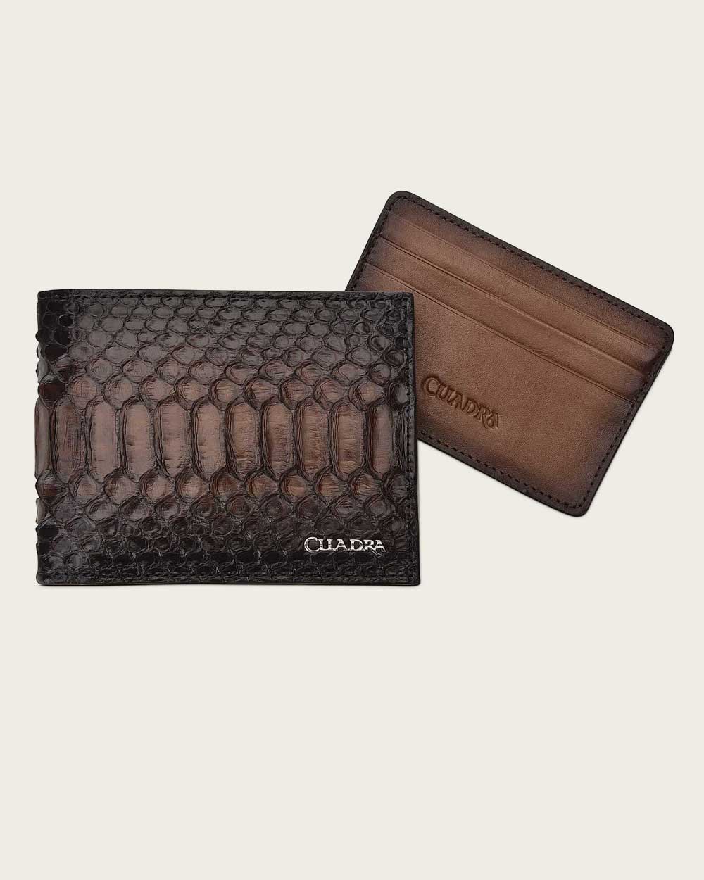 Cuadra Brown bifold python wallet