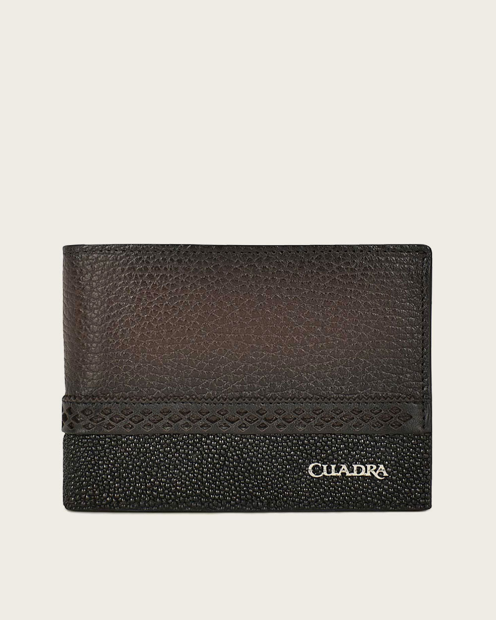 Cuadra Black/Brown Genuine Deer/Stingray Leather Bifold Wallet - BC012MA/DU476
