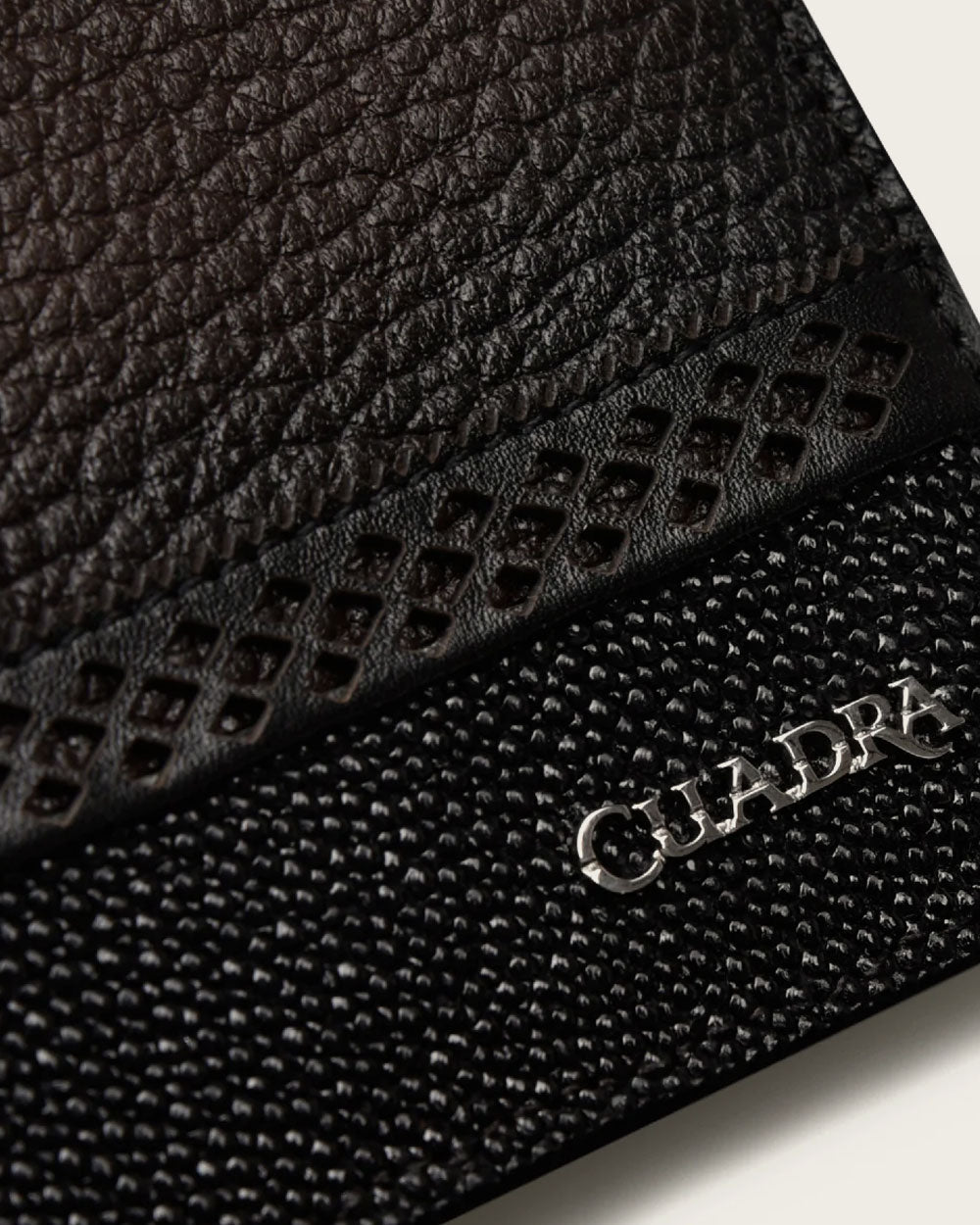 Cuadra Black/Brown Genuine Deer/Stingray Leather Bifold Wallet - BC012MA/DU476