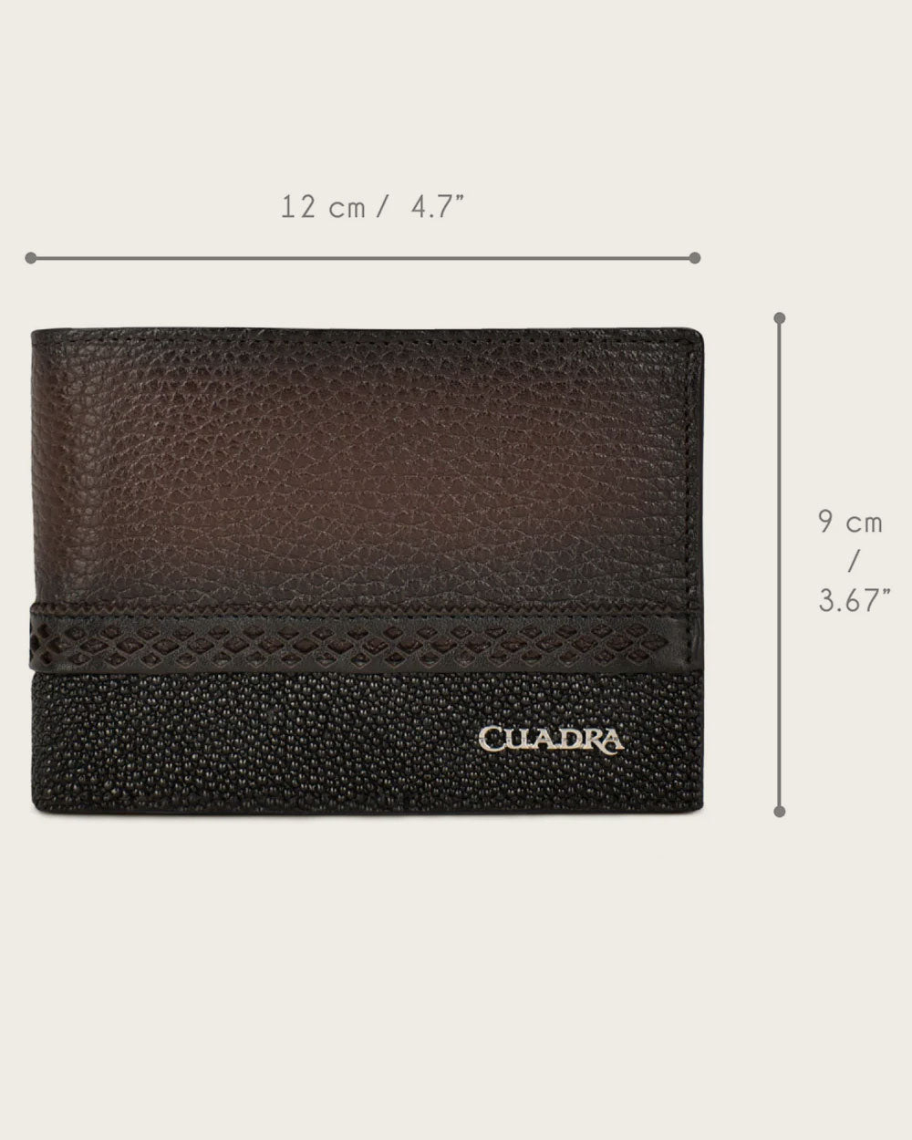 Cuadra Black/Brown Genuine Deer/Stingray Leather Bifold Wallet - BC012MA/DU476