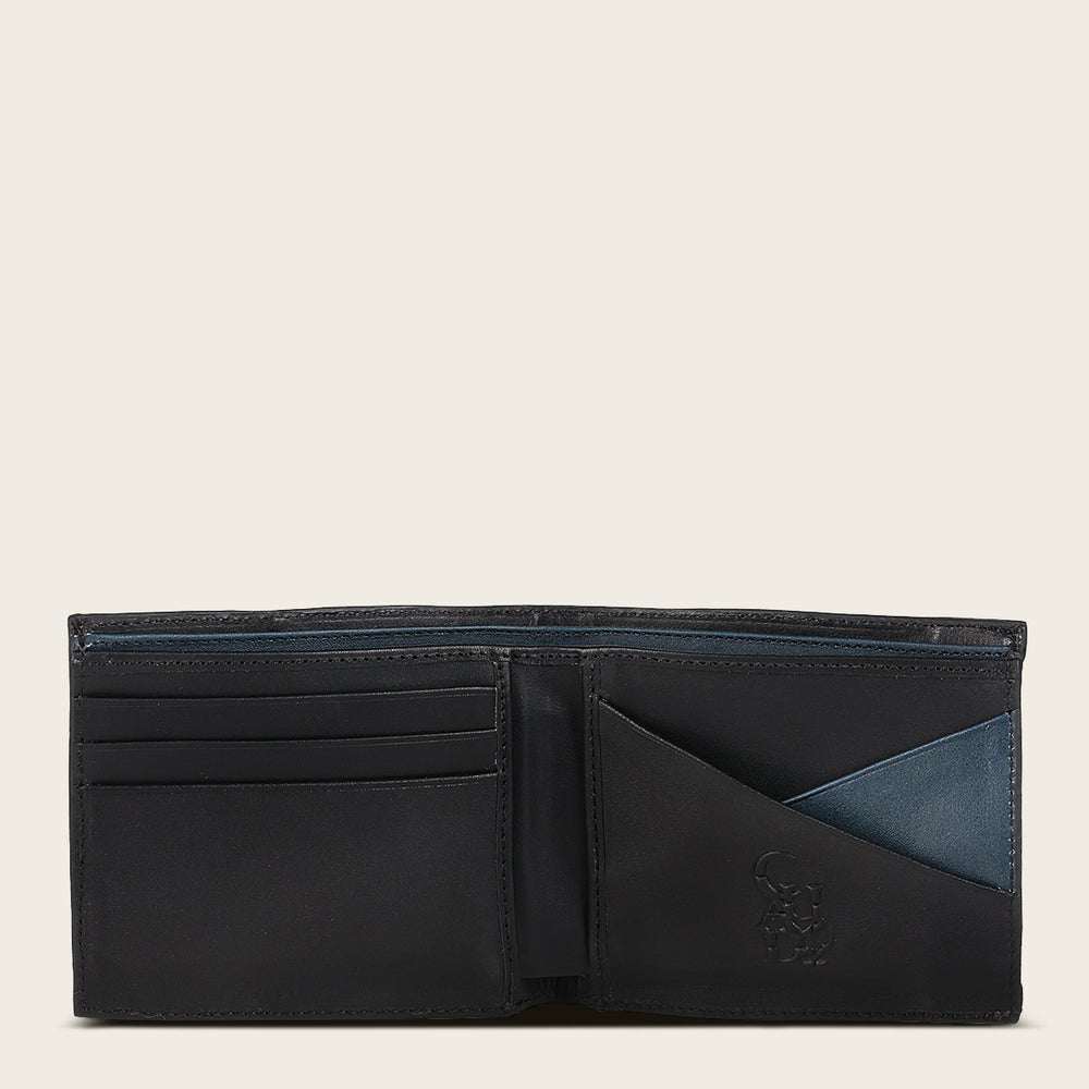 Cuadra Black Genuine Alligator/Bovine Leather Bifold Wallet with Detachable Card Holder - BC027AL/DU618
