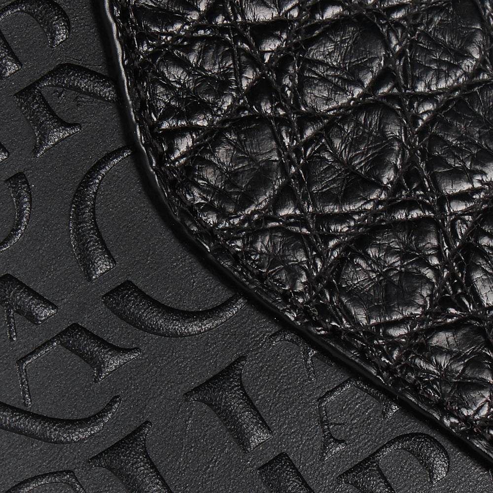 Cuadra Black Genuine Alligator/Bovine Leather Bifold Wallet with Detachable Card Holder - BC027AL/DU618