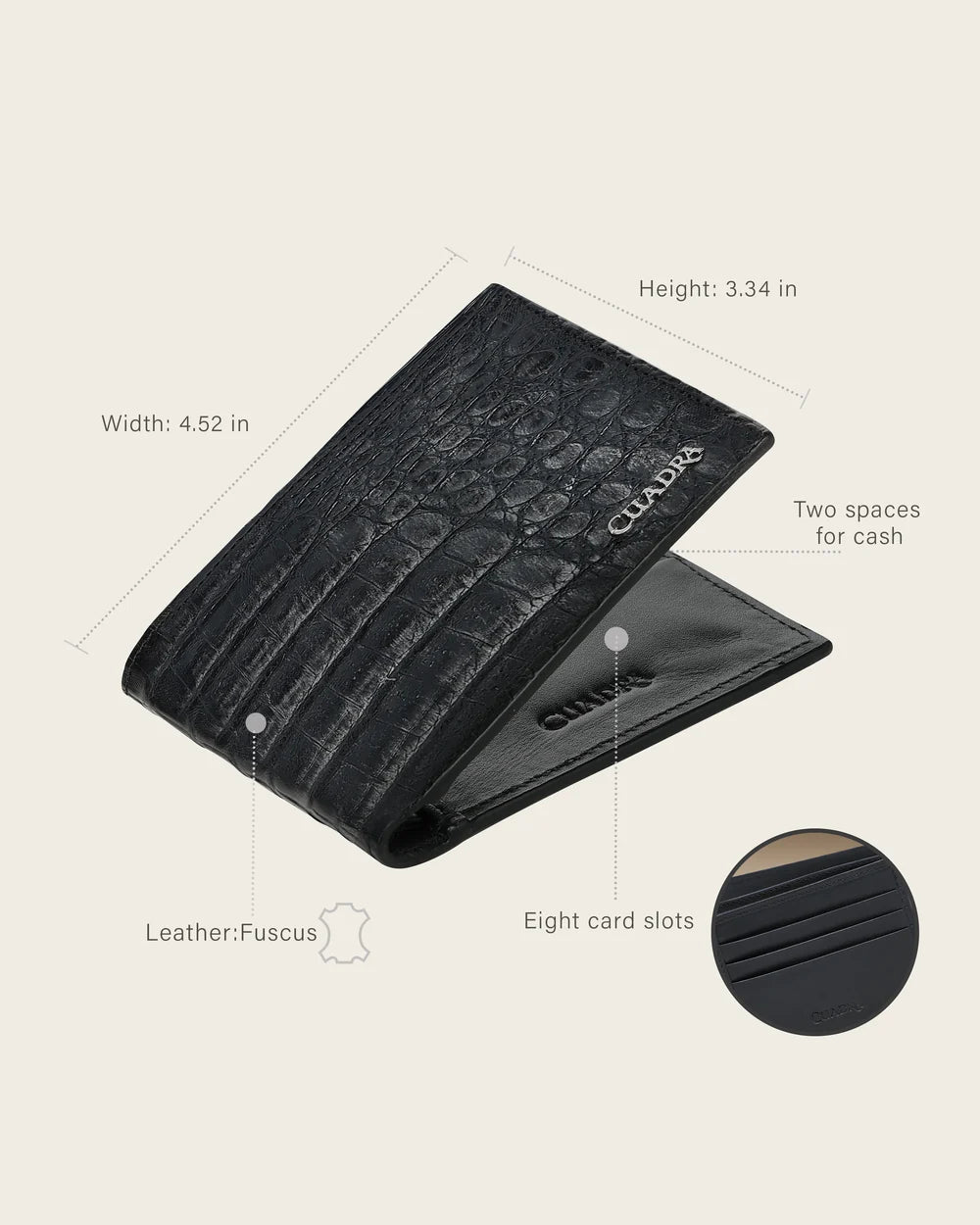 Cuadra Men’s Black Metallic  Fuscus Leather Wallet