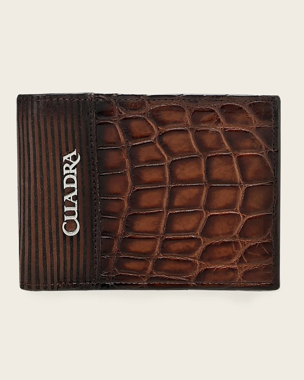 Cuadra Men’s Honey Alligator Leather Wallet with Removable Card Holder