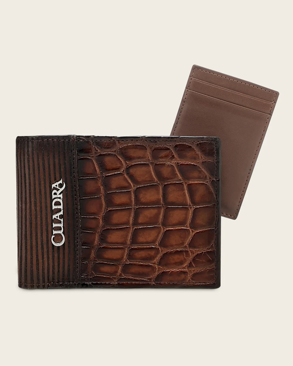 Cuadra Men’s Honey Alligator Leather Wallet with Removable Card Holder