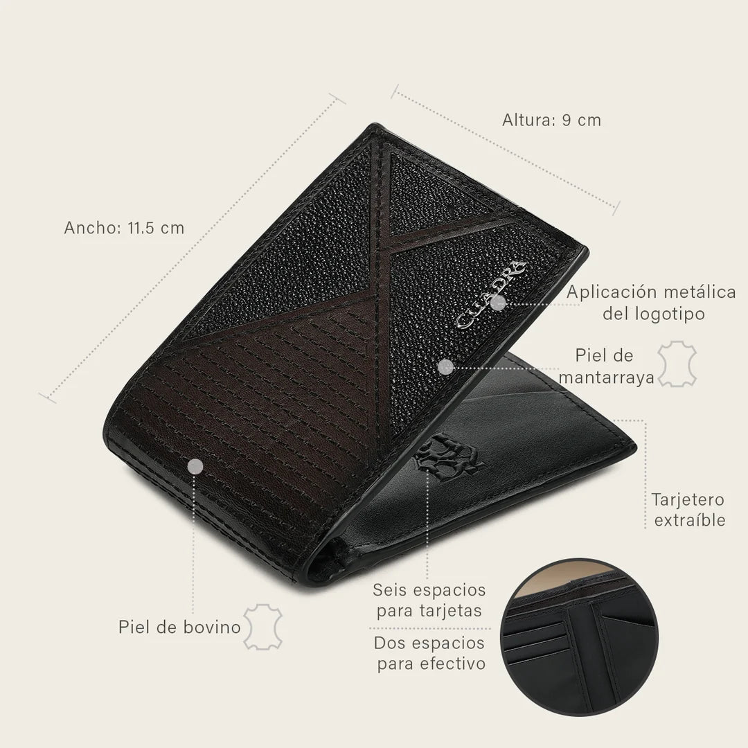 Cuadra Men’s Brown Stingray Leather Wallet with Removable Card Holder
