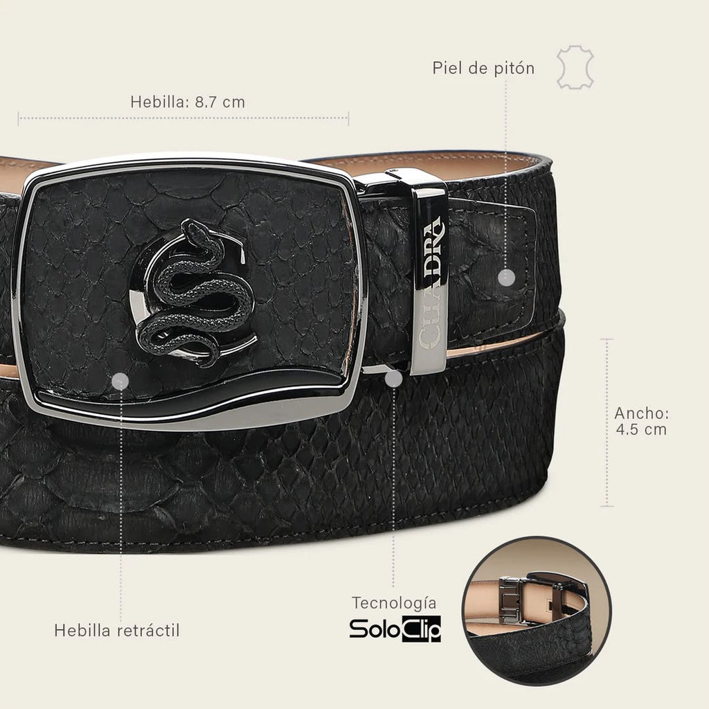 Cuadra Men's Belt Black Python Back Nubuck Black BC483/CV519PH