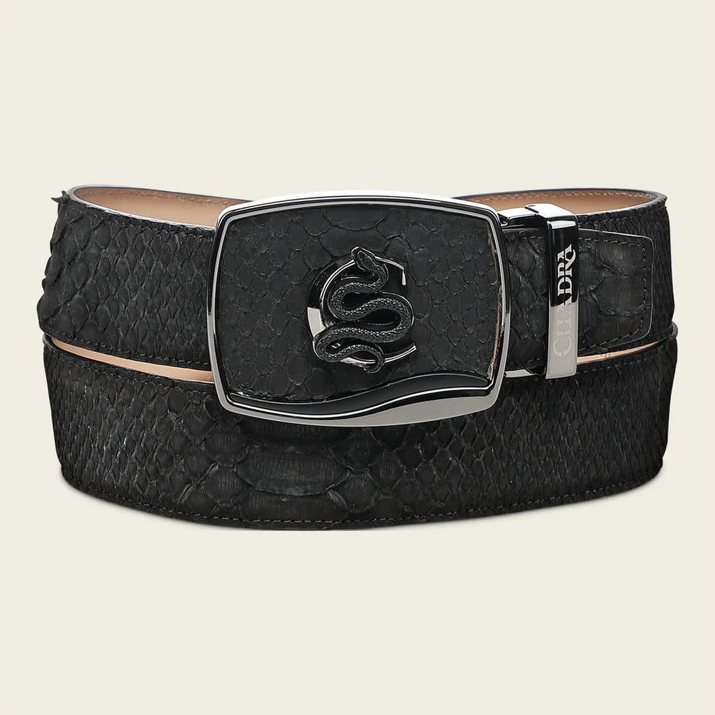 Cuadra Men's Belt Black Python Back Nubuck Black BC483/CV519PH