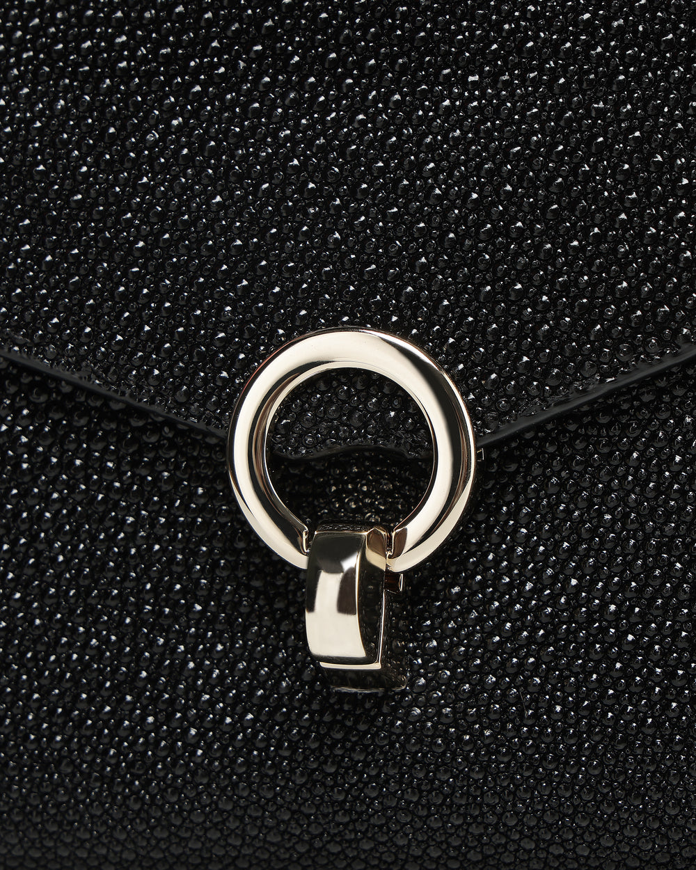 Black Clutch Bag In Genuine Stingray Leather For Women