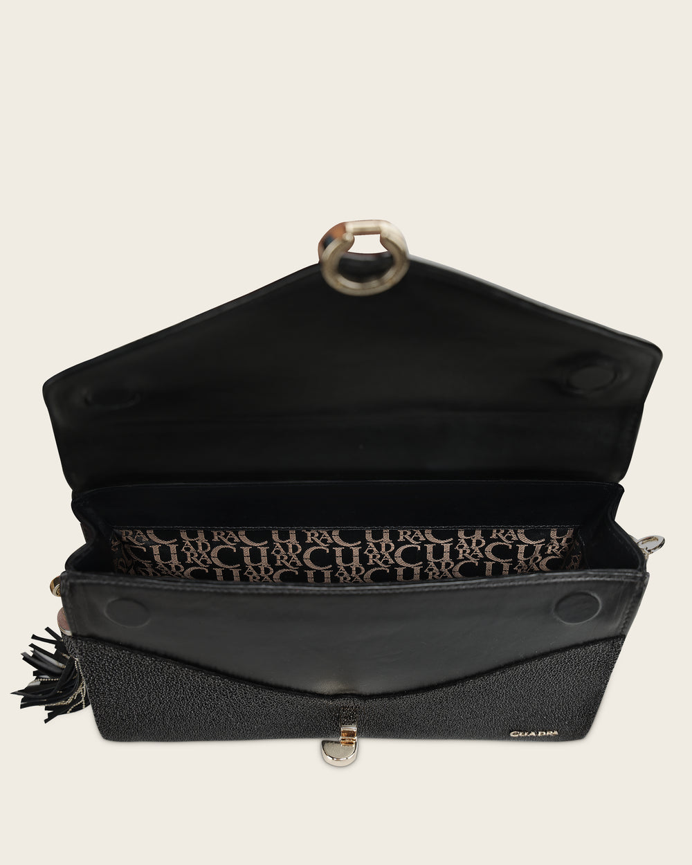 Black Clutch Bag In Genuine Stingray Leather For Women