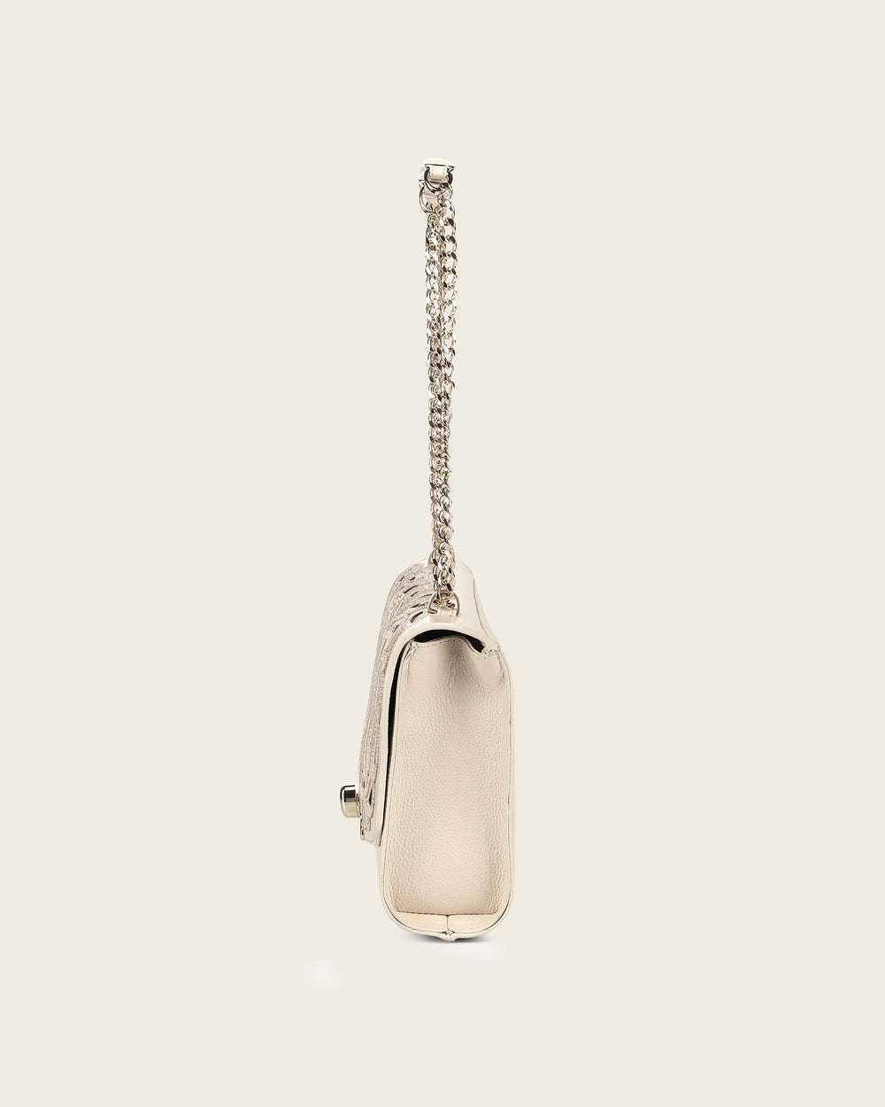 Cuadra Women’s Beige Bovine Leather Shoulder Bag Clutch Style With Crystals- DU823/BOD4CRS