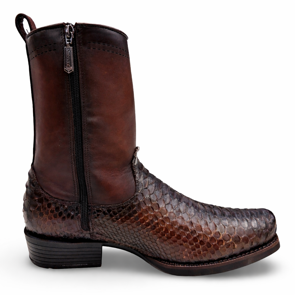 Cuadra Mens Iran Coffee Honey Genuine Python Back Boots 1J4KPH