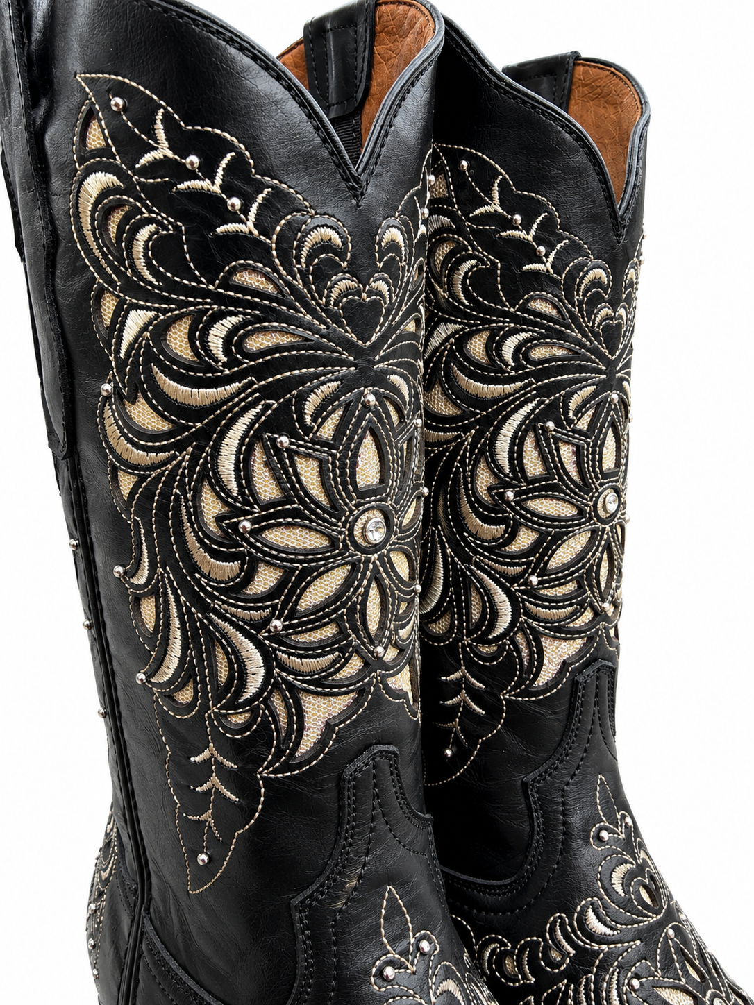 5 Ranch Women's Black Craquelada Leather Boots