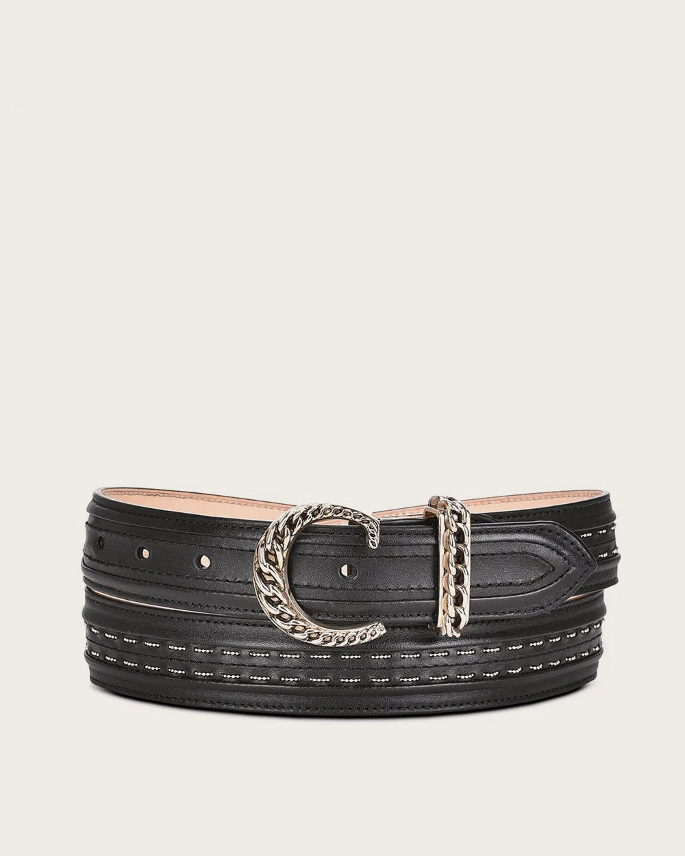 Cuadra Women's Aztec Black Genuine Bovine Leather Belt - CD984RS