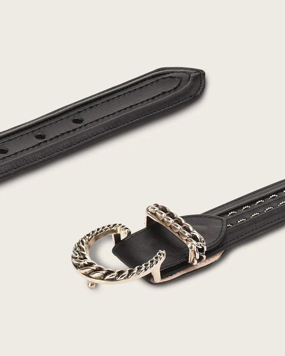 Cuadra Women's Aztec Black Genuine Bovine Leather Belt - CD984RS