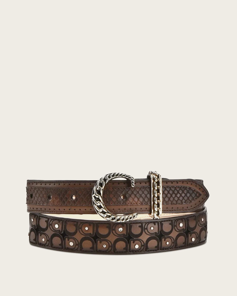 Cuadra Women's Trufa Brown Genuine Python/Bovine Leather Belt - BC329/CDA30PH