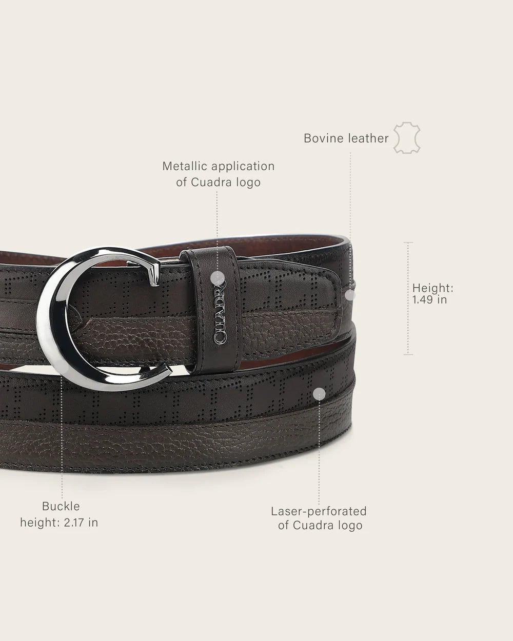 Cuadra Casual Chocolate Belt In Genuine Bovine Leather For Men