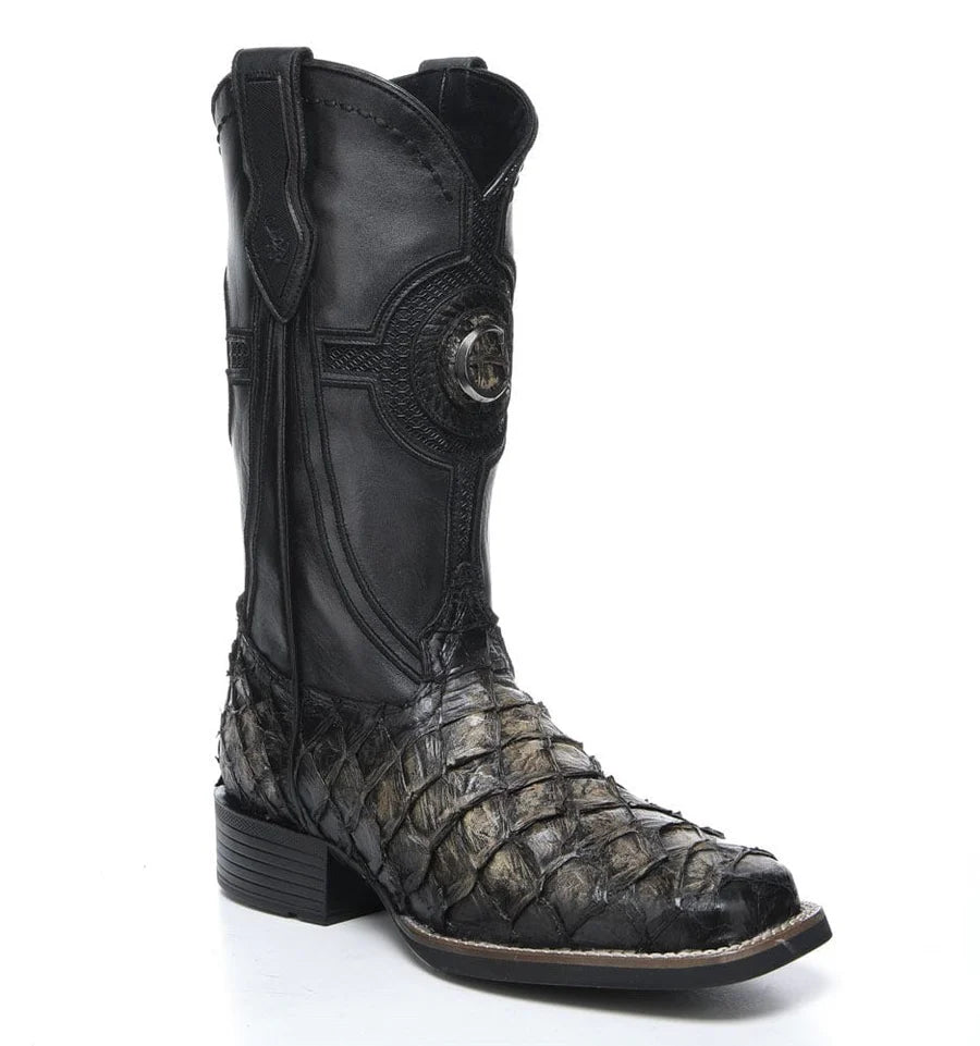 Cuadra Genuine Black Pirarucu Leather Cowboy Boot for Men 3Z2YPI/CU979-L