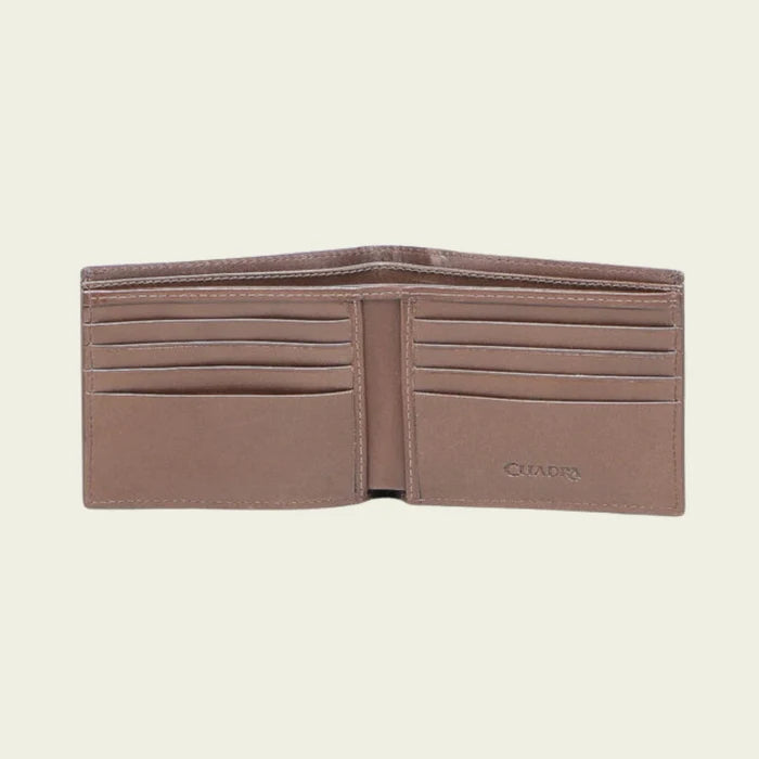 Cuadra Men's Luxury Genuine Ostrich Leg Leather Wallet, Chocolate