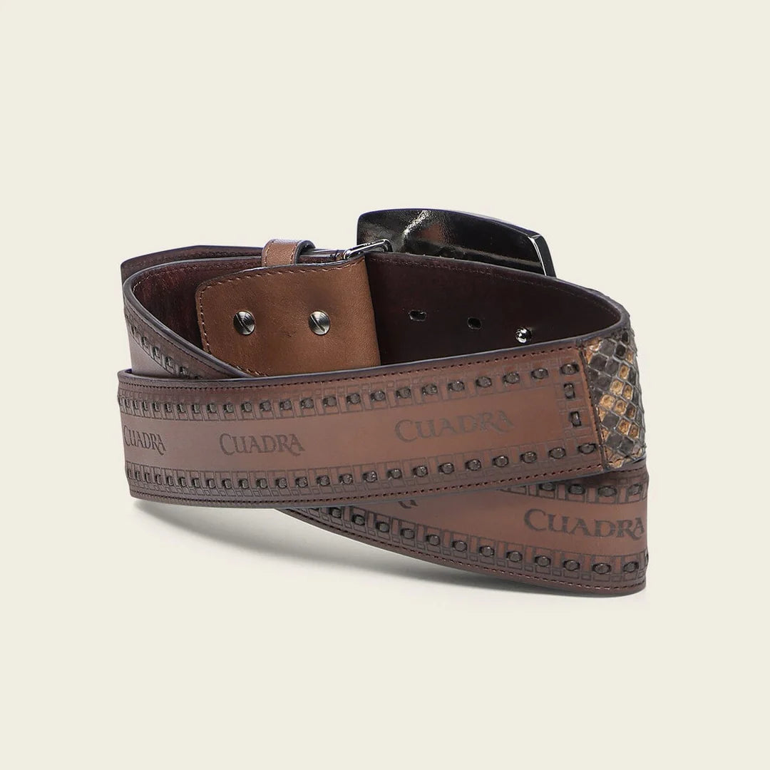 Cuadra Men's Maverick Brown Python Belt